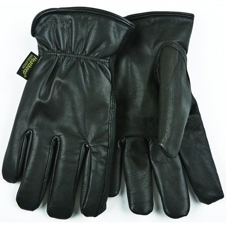 HEATKEEP Driver Gloves, Men's, L, 1014 in L, Keystone Thumb, EasyOn Cuff, Goatskin Leather, Black 93HK-L